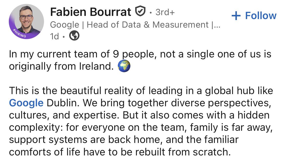 MutedIrish's tweet photo. The beauty of leading a team at Google in Ireland is not a single Paddy on the team of 9. https://t.co/rQe5j2zNnl