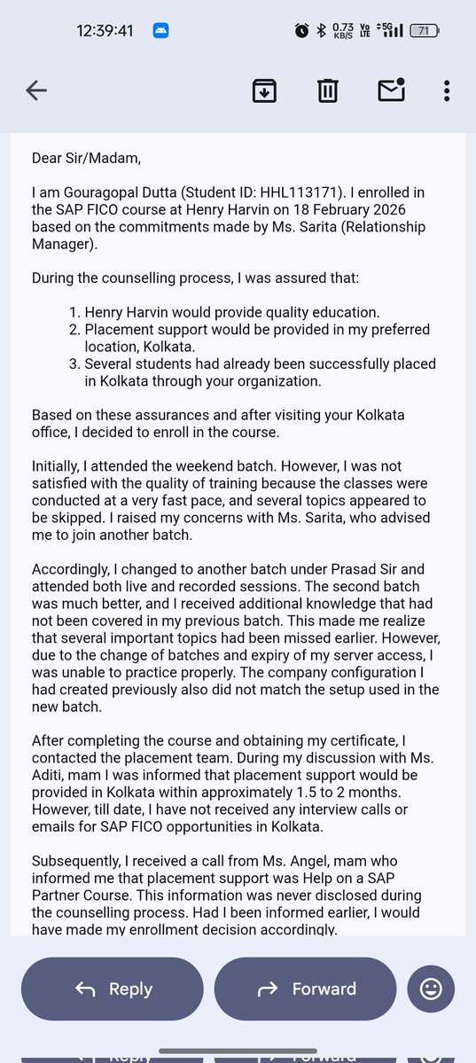 Gouragopal4's tweet photo. Dear @henryharvin_in 
@henry_harvin_ 
Please reply as per attachment https://t.co/vKXWbwTQSB