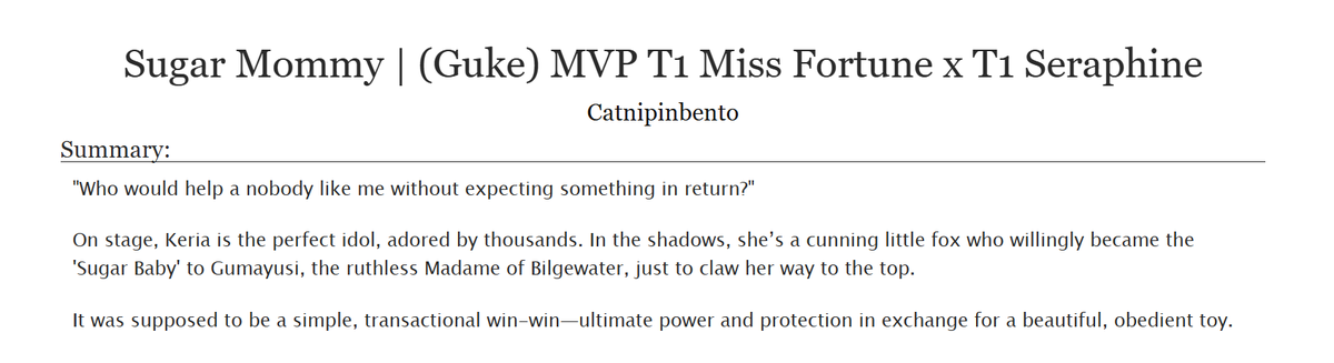 MotiJaanjao's tweet photo. MVP T1 Miss Fortune 🐻 x T1 Seraphine🐶 #guke #guria

“Do you realize you're playing with fire, little girl?”

“If that fire is what will make me shine the brightest...”

“...Then I would gladly be burned.”

Eng : https://t.co/1w2Hk6MtHx https://t.co/efCYy1cFTj