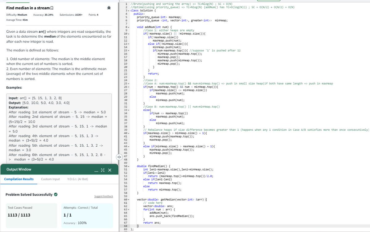 nOnecaresreally's tweet photo. Day 23[Heaps] #SDESheetChallenge
Find Median from Data Stream    
Merge K Sorted Arrays 
Top K Frequent Elements https://t.co/9VWk5QKAq3