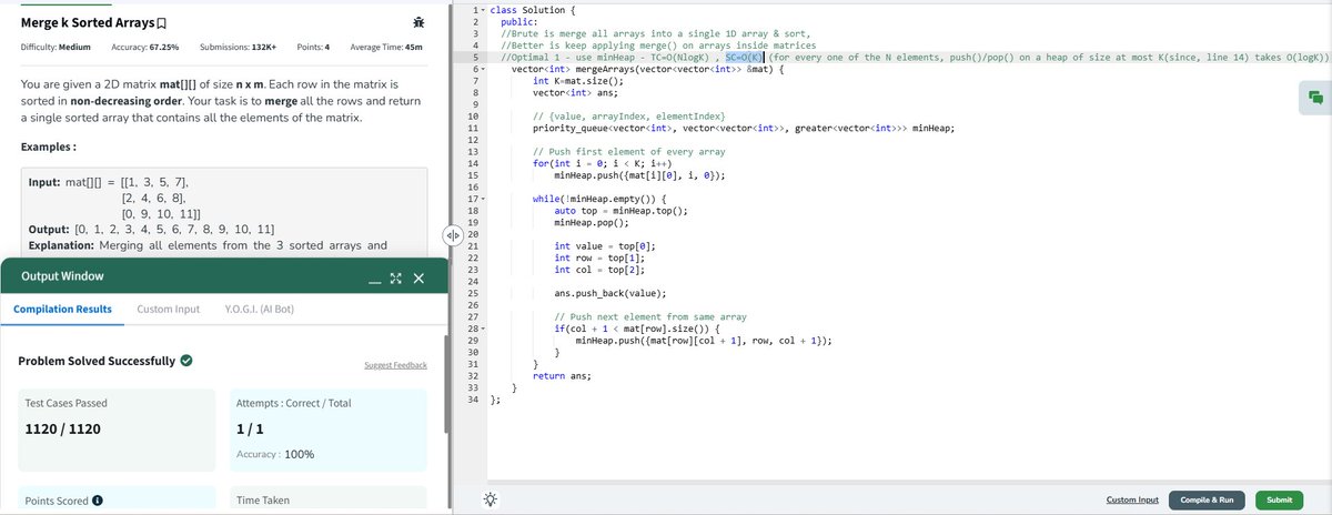 nOnecaresreally's tweet photo. Day 23[Heaps] #SDESheetChallenge
Find Median from Data Stream    
Merge K Sorted Arrays 
Top K Frequent Elements https://t.co/9VWk5QKAq3