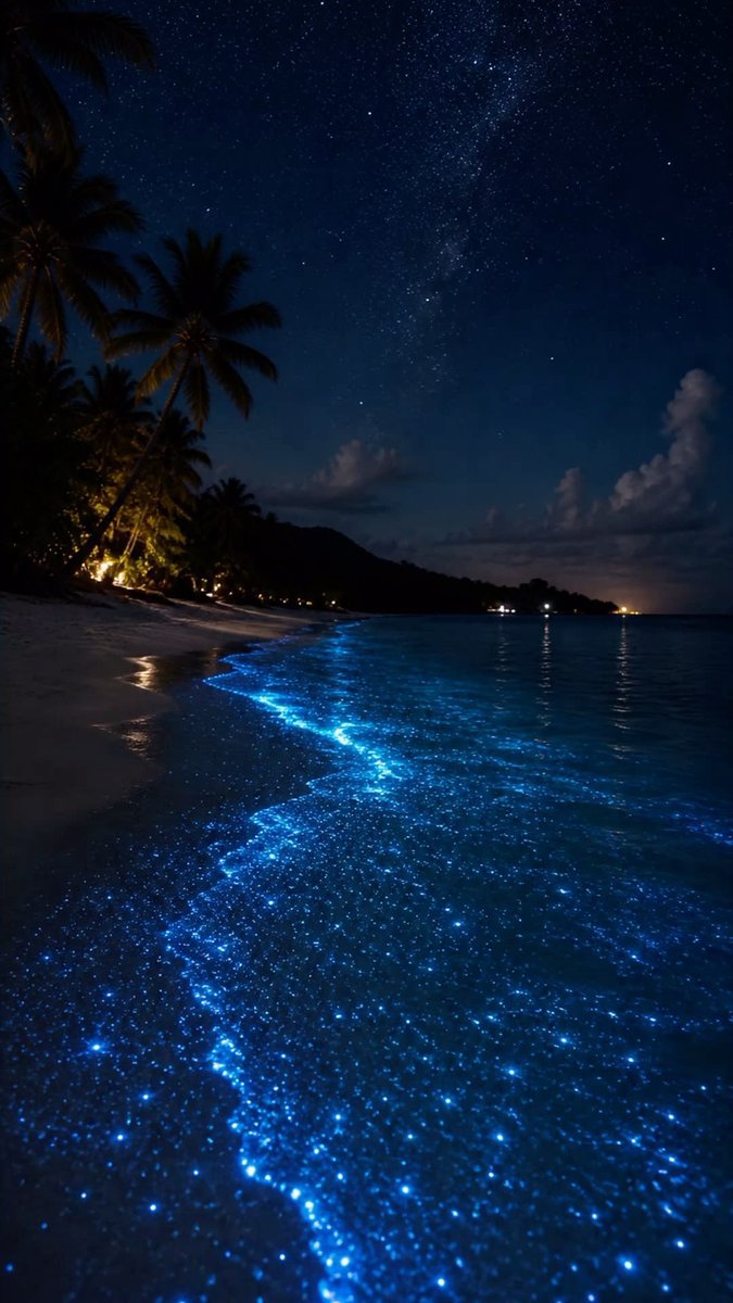 Pure_naturess's tweet photo. bioluminescence beach🌌 https://t.co/B4BQKU4Em1