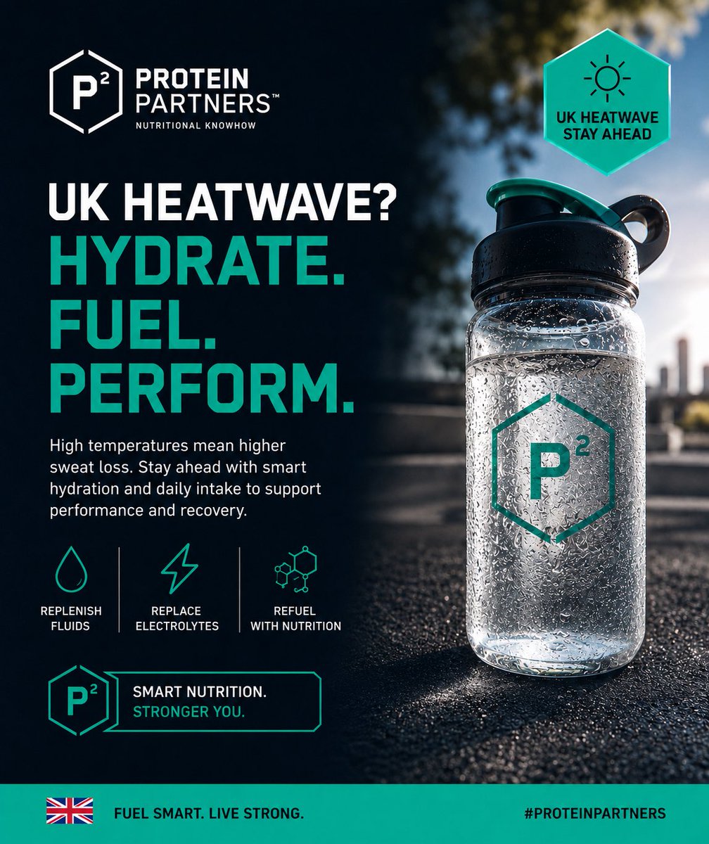 ProteinPartUK's tweet photo. Feeling the heat? ☀️

As temperatures rise across the UK, remember to stay hydrated, seek shade during the hottest part of the day and limit strenuous activity when possible.

A few simple steps can make a big difference.

#StaySafe #UKHeatwave https://t.co/KIO4bcGY6t
