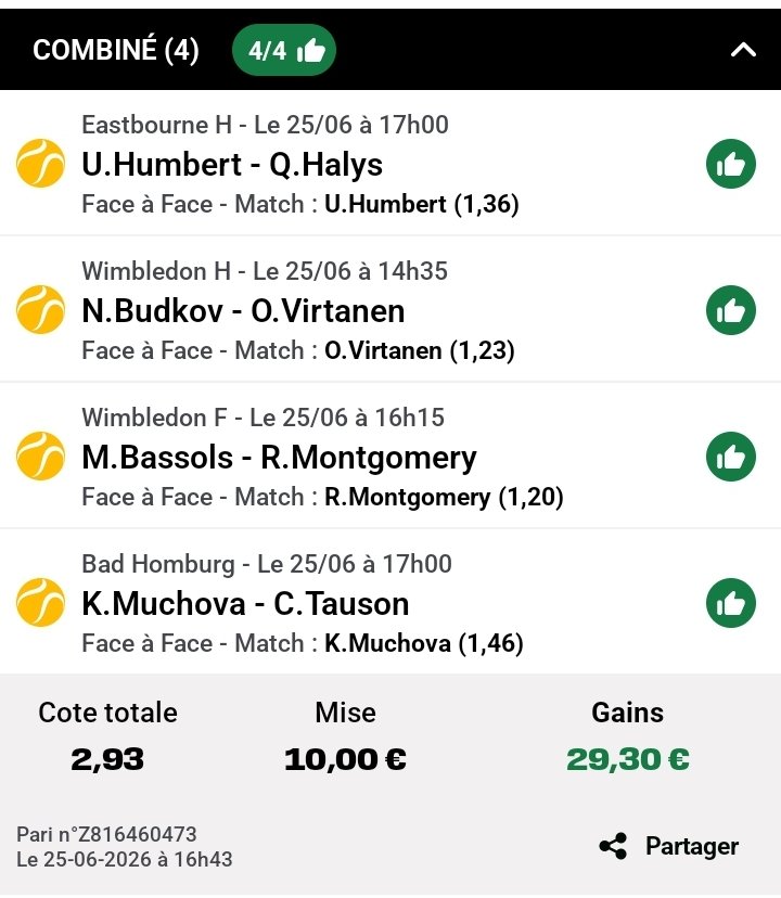 TOP_BETS_1X2's tweet photo. 25.06.2026
1 bet 🥎  (mise 1 U / profit 1.93 U)
Côte 2.93 ✅️

#TeamParieur https://t.co/KTBkaT7hLC