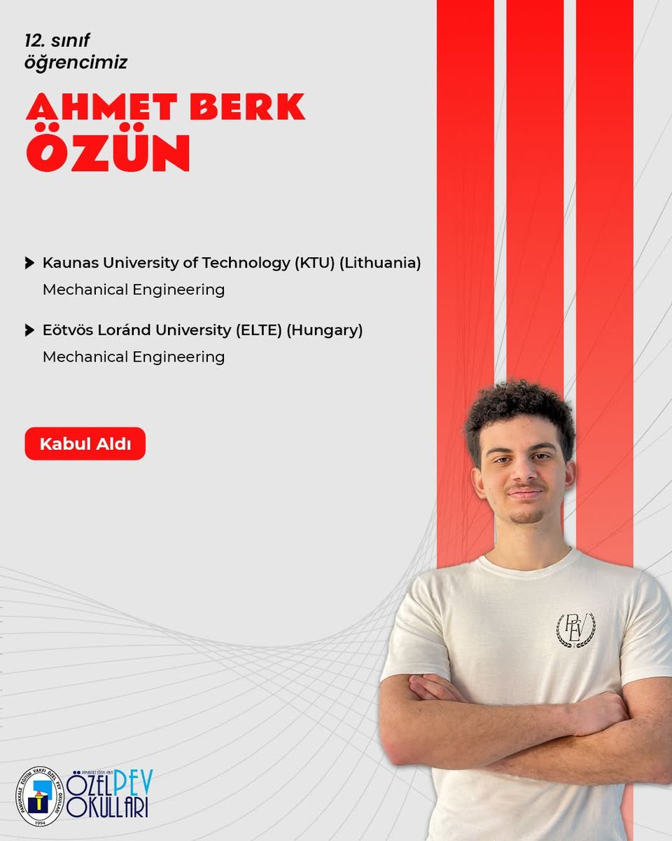 pevkolej's tweet photo. 12. sınıf öğrencimiz Ahmet Berk ÖZÜN, yurt dışındaki 2 farklı üniversiteden kabul aldı. Tebrikler Ahmet Berk, seninle gurur duyuyoruz. https://t.co/j1FUzE1UN3