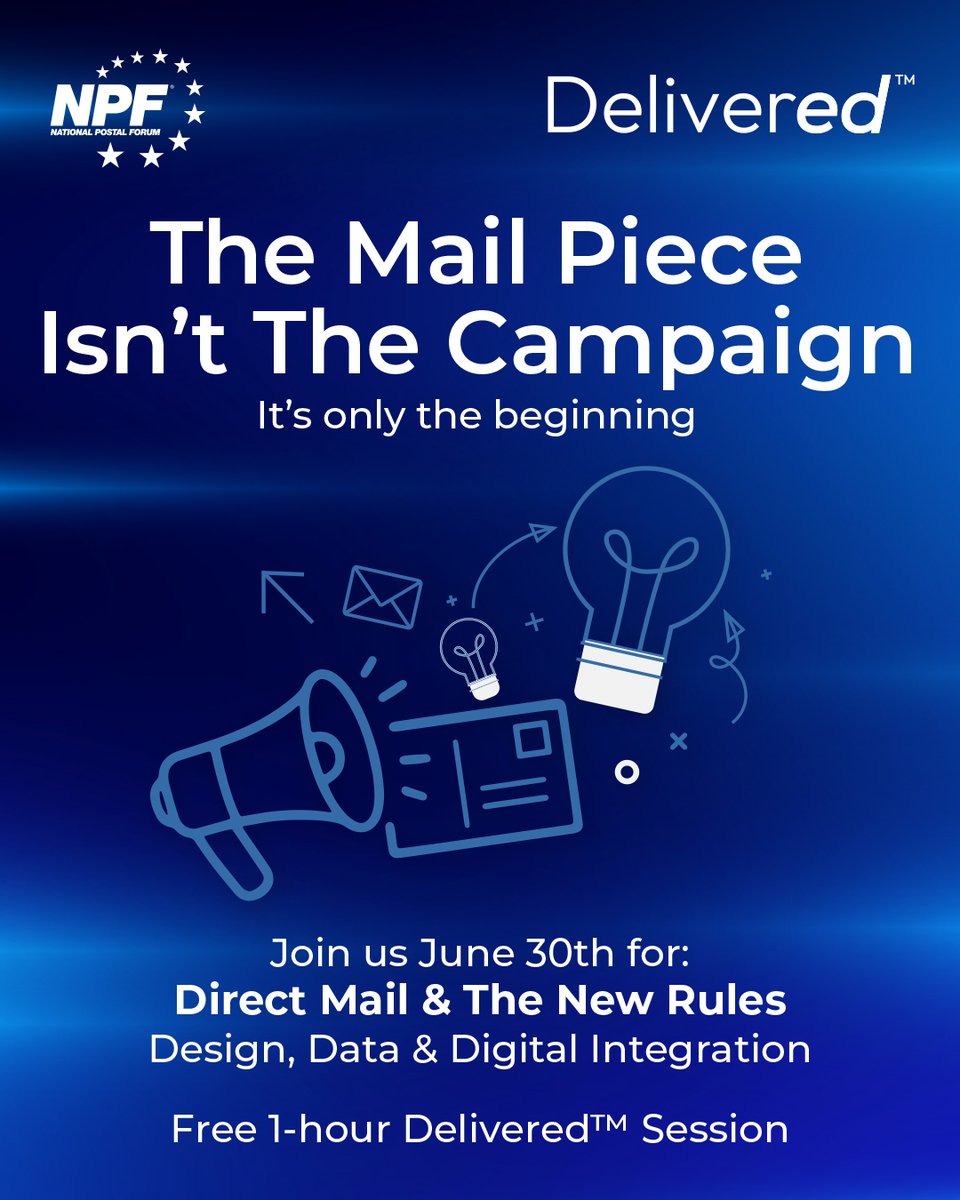postalforum's tweet photo. Successful direct mail programs connect modern strategy, targeting, design, personalization, engagement &amp; measurement. Discover how these elements work together to improve response &amp; maximize ROI during this Delivered session featuring Keith Goodman. https://t.co/XtFzGYX9HM https://t.co/L707KBn9p6