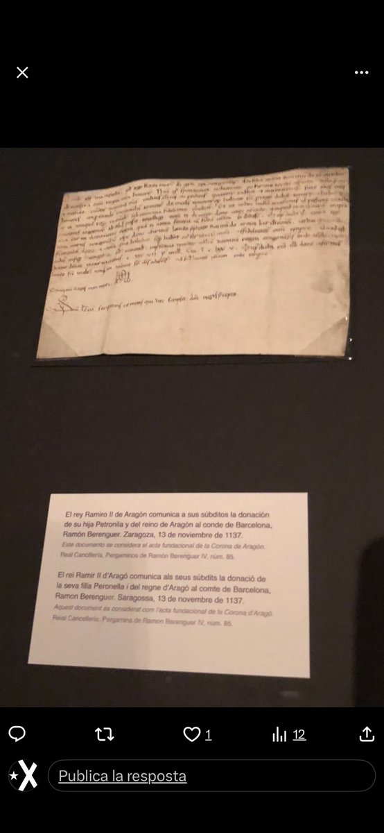 siset22's tweet photo. @acorey_cat Aquí teniu el document on el Rei Ramir II fa donació del regne d’Aragó i la filla al compte de Barcelona, Ramon Berenguer, per defensar els aragonesos dels castellans. Que els nyordos en la seva ignorància segueixin vomitant odi, no canvia la història. https://t.co/blFYPh3PSD