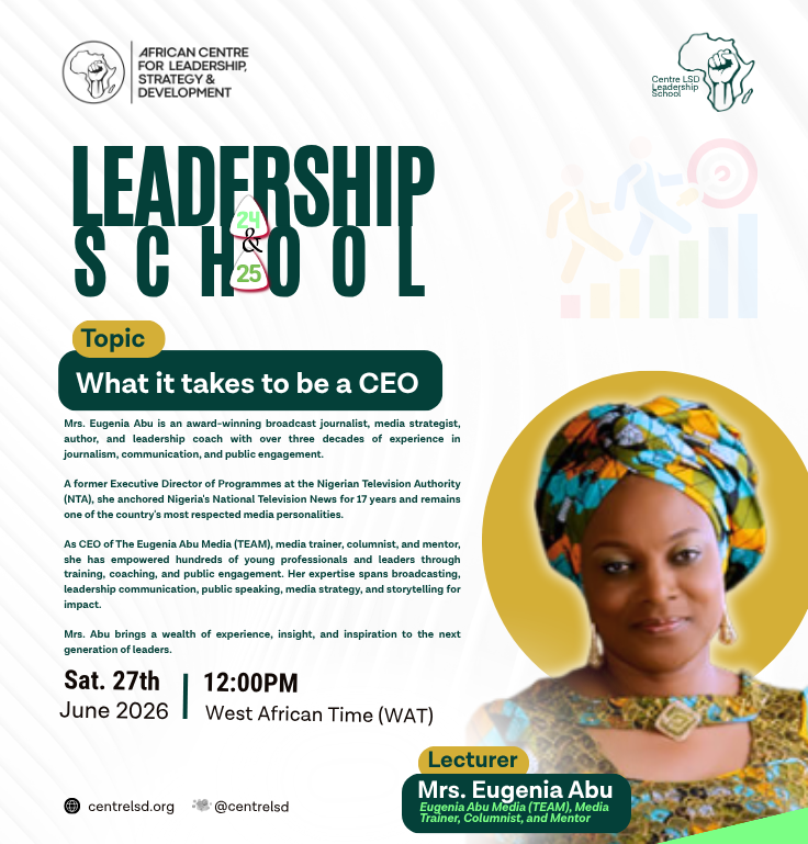 centrelsd's tweet photo. What does it take to lead with purpose and impact?

This Saturday, the #CentreLSD #LeadershipSchool hosts two inspiring leaders:
- H.E. Erelu Bisi Fayemi
- Mrs. Eugenia Abu

Get ready for powerful insights on leadership, influence, communication, and social change.
 #Set24 #Set25 https://t.co/8HO8hrvcUF