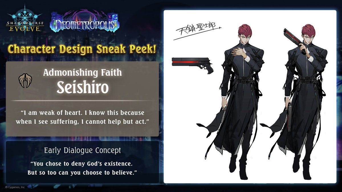 svevolve_en's tweet photo. Take a closer look at Seishiro, Admonishing Faith, the Head of Savior of the Lost, with his character design sneak peek!

🔗 https://t.co/QttgOXwvaZ

#Shadowverse #ShadowverseEvolve https://t.co/nq3kP0ONFp