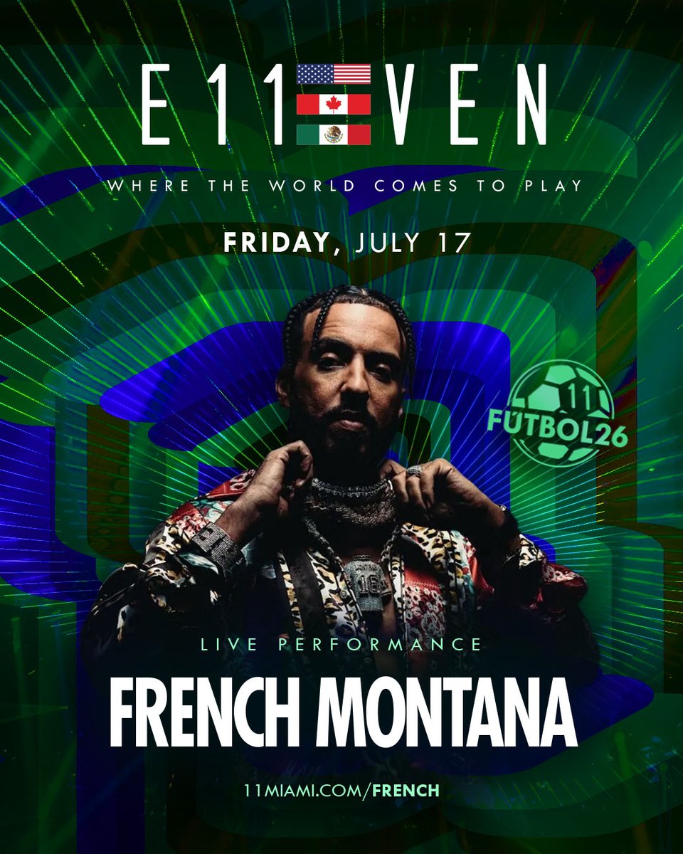 11Miami's tweet photo. The match is just the pregame for the real ballers ⚽️

@FrencHMonTanA calls the post-game shots at E11EVEN Fri 7/17 for Fútbol26

Lace 'em up 👟 https://t.co/SoEeebvJm8 https://t.co/kkg3cfxmXO