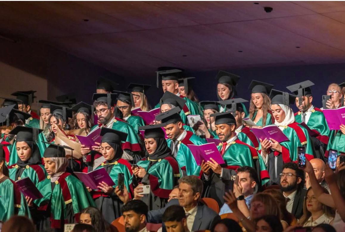 OmanEmbassyCY's tweet photo. H.E. Ambassador Mohammed Al-Nahdi, attended the graduation ceremony of a number of Omani students from the Medical School of the University of Nicosia in the Republic of Cyprus, for the 2025–2026 academic year. https://t.co/UoParZXZOu