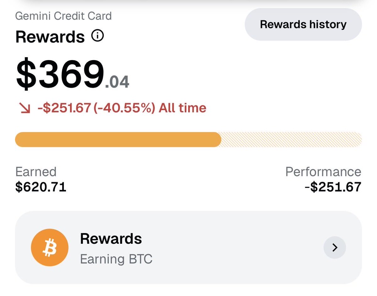 Ed_Mart11's tweet photo. I guess it’s possible to have a negative rewards program. Don’t worry, I’m still stacking @Gemini https://t.co/fNNFbyoBG0