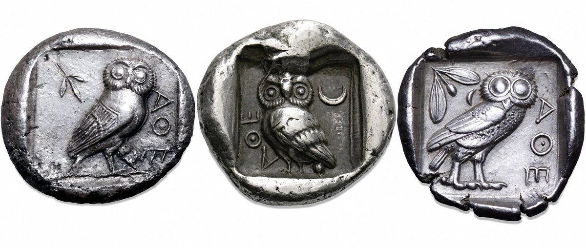 AntikSikkeler's tweet photo. Athens was one of the few Greek cities with significant silver deposits in their immediate territory, a remarkable stroke of fortune upon which Xenophon reflected: The Divine Bounty has bestowed upon us inexhaustible mines of silver, and advantages which we enjoy above all our neighbouring cities, who never yet could discover one vein of silver ore in all their dominions.

The mines at Laurion had been worked since the bronze age, but it would be only later in 483 that a massive new vein of ore would be discovered that enabled Athens to finance grand new schemes such as the construction of a fleet of 200 triremes, a fleet that would later prove decisive in defending Greece at the Battle of Salamis.