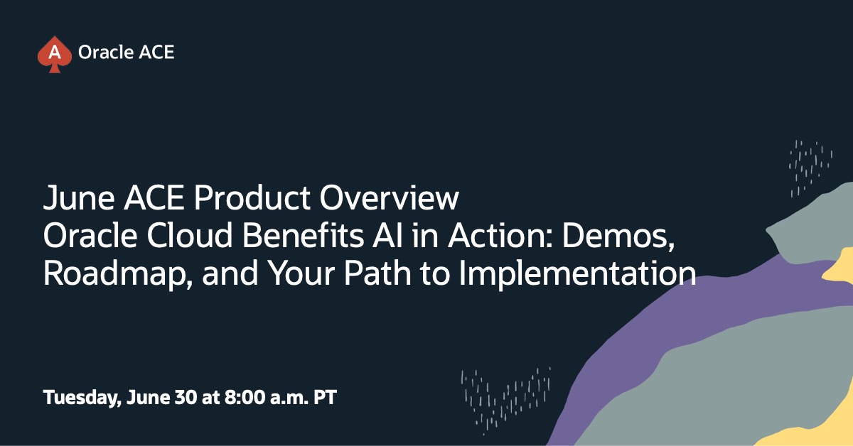 oracleace's tweet photo. 🚀 Discover AI in action with Oracle Cloud Benefits.

Join us on June 30, 2026 for a live Oracle ACE Product Overview session featuring demos, roadmap insights, and practical guidance for implementing Benefits agents in your organization.

Featuring Lynda Cowan Tollefson 🎙️

📢 Exclusive session for Oracle ACEs.
#OracleACE