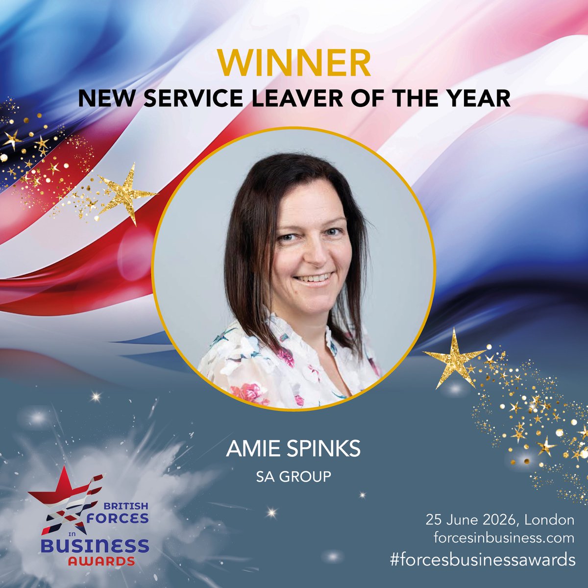exforcesawards's tweet photo. 🏆 NEW SERVICE LEAVER OF THE YEAR: Amie Spinks, SA Group

The judges admired Amie's exceptional ability to hit the ground running after leaving the forces, bringing her military foundations to bear immediately and building visibly on top of them from day one. She has actively sought out new opportunities rather than waiting for them to arrive, impressing at every level of her organisation and demonstrating a trajectory that already points toward significant future leadership. The combination of scale, complexity and clear forward momentum made her a deserving winner. 
#forcesbusinessawards