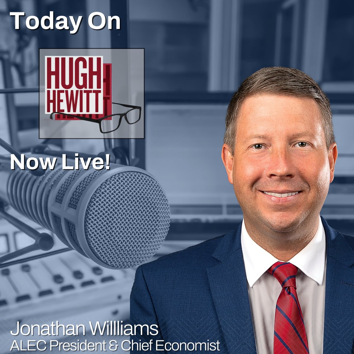 ALEC_states's tweet photo. ALEC’s @Taxeconomist is now live and on the air with @hughhewitt to discuss the leading issues across the states! You can watch it live at https://t.co/DViTZeseMM https://t.co/33Wi9khDEv
