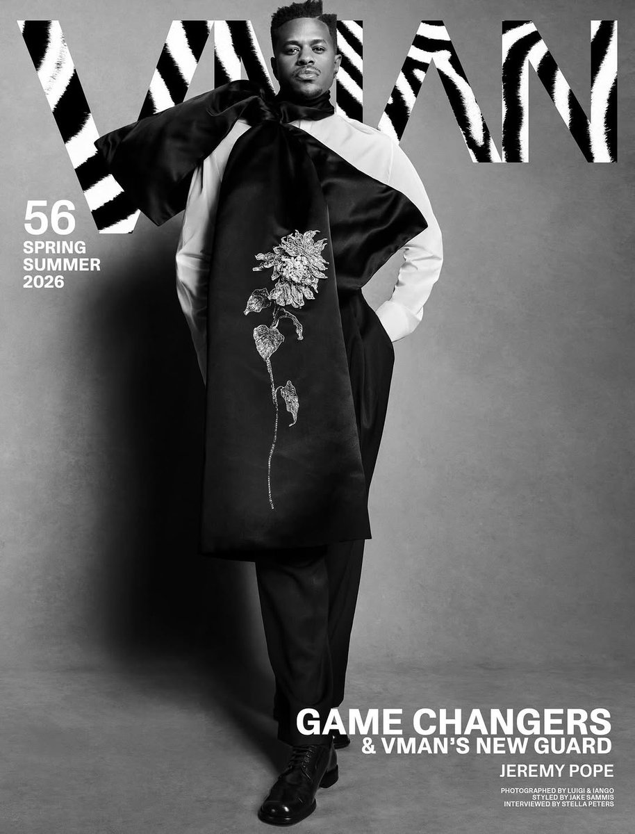 luigiandiango's tweet photo. JEREMY POPE REWRITES THE SCRIPT M Introducing the next cover star of our VMAN 56 Spring/Summer 2026 issue.
is in a reflective season. Going from the hit Netflix series 'Hollywood'-a performance that earned him an Emmy nomination-to starring on Broadw... https://t.co/zbyeRntI0u