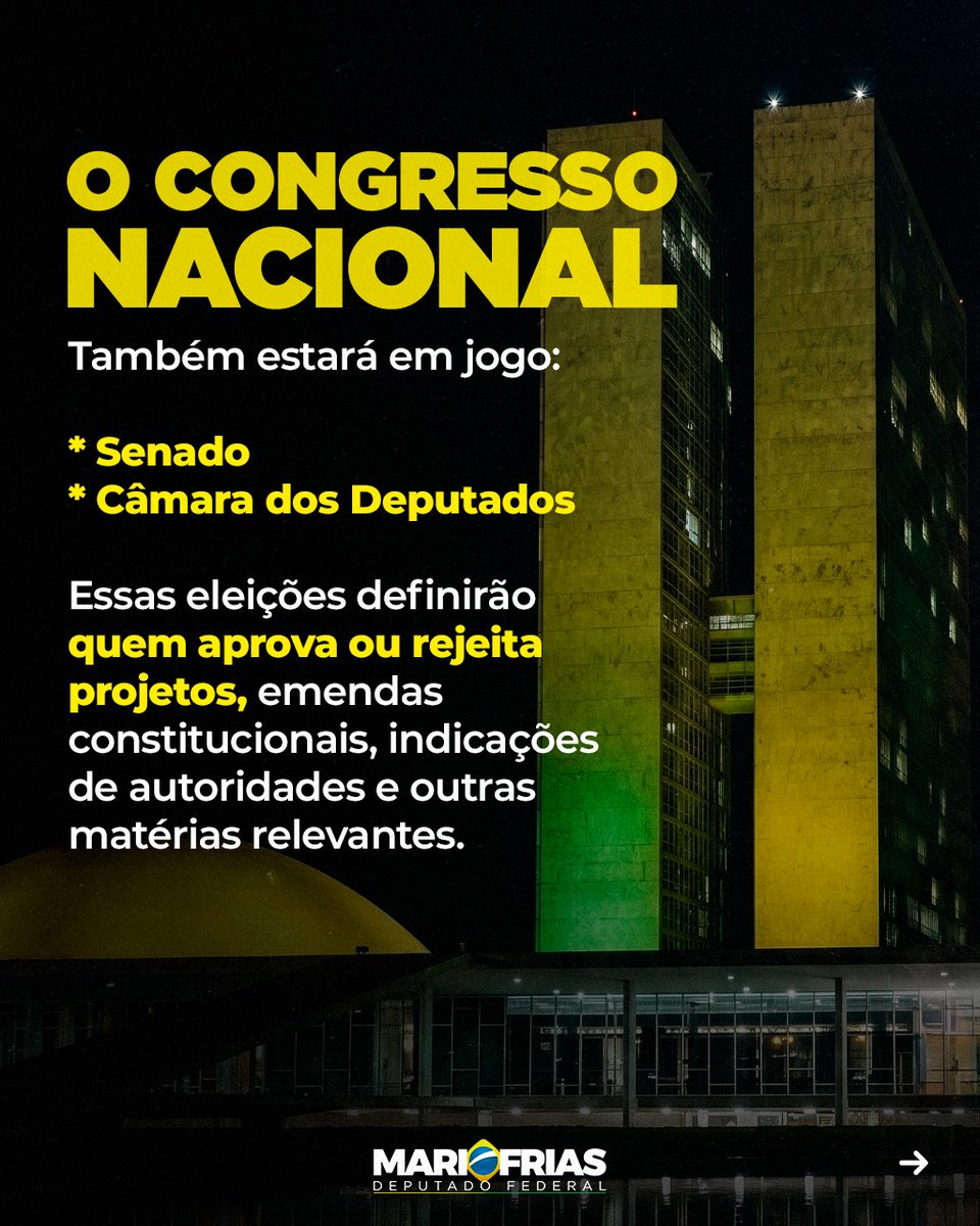 mfriasoficial's tweet photo. Não existe transformação de verdade sem mudar quem ocupa o Congresso Nacional.

São deputados e senadores que aprovam leis, barram abusos e definem os rumos políticos do país.

Quem controla o Congresso, influencia diretamente o futuro do Brasil. https://t.co/tX0IqDnuPz