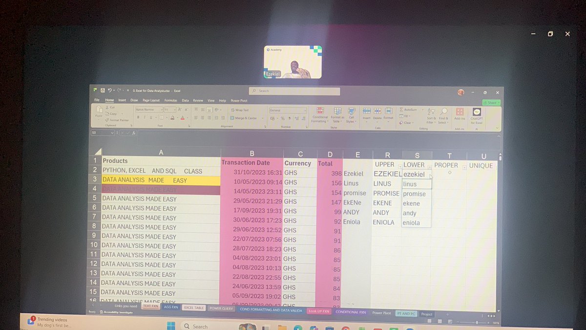 GiftyJ8's tweet photo. Day 9

Yesterday class was amazing with our tutor, although network was making yanga but still I grabbed few things 

Like CONCAT, CONCATENATE, TEXTJOIN AND MORE 

#30DaysOfTech
#LearningWithTS
#DataAnalytics
#TechJourney
#Hajimecohort
@TechSphereAcad 
@ezekiel_aleke https://t.co/8rEoolHSzM