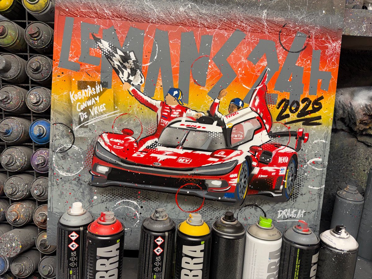 DRAutoart's tweet photo. Finally had time to paint the 2026 Le Mans 24hr winners. The Toyota 7 team of Kobayashi, Conway &amp; de Vries. Congrats Toyota. #drautoart
.
#lemans #lemans24 #lemans24h #toyota #wec https://t.co/Ys6UxLM7jY