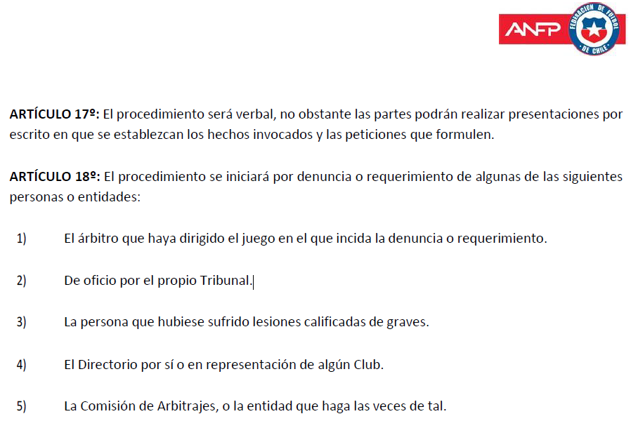Sanhueza_JM's tweet photo. El artículo 18 número 2) del Código de Procedimientos y Penalidades de @ANFPChile faculta explícitamente al Tribunal de Disciplina a actuar de oficio.

Es insólito y un insulto a la inteligencia que el Presidente del Tribunal desconozca (¿o elija desconocer?) su propia normativa. https://t.co/qb2Np13p3d