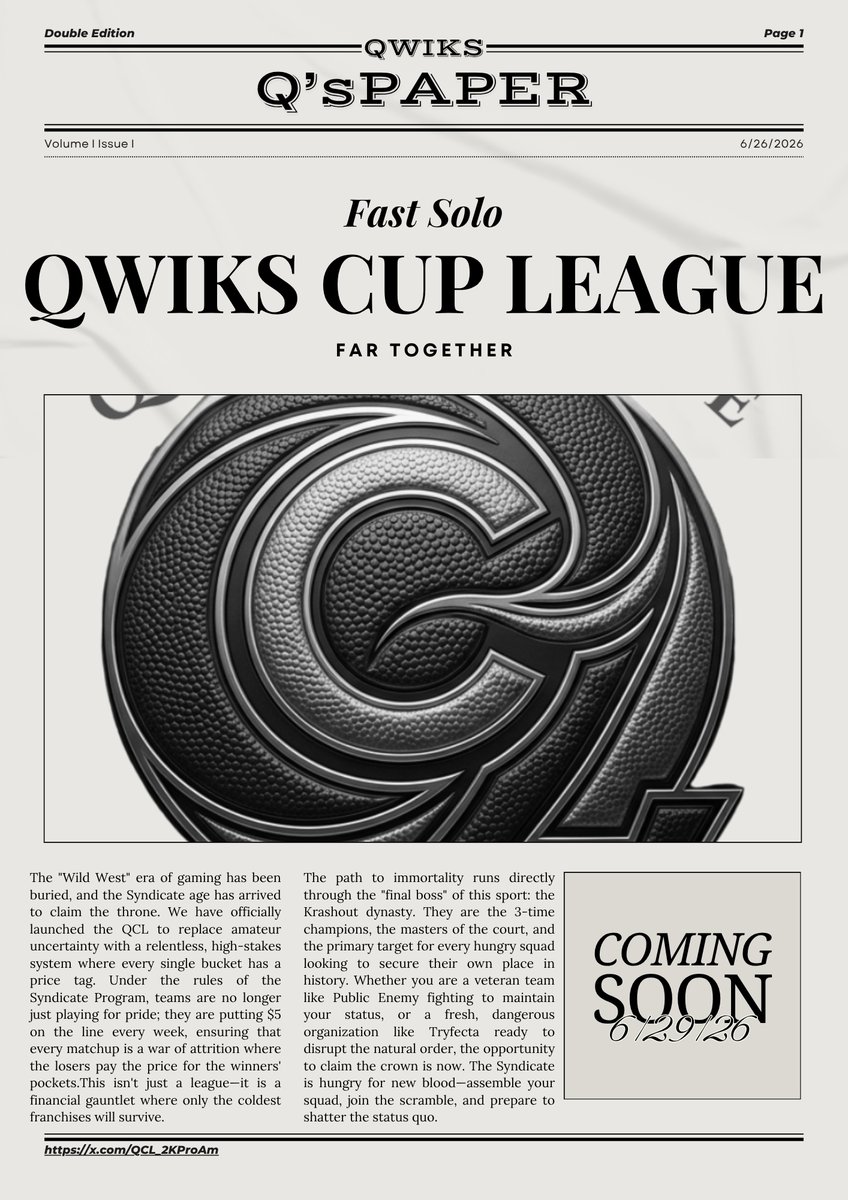 QCL_2KProAm's tweet photo. VOLUME 1 - ISSUE 1!! https://t.co/w2bVgPcUM7