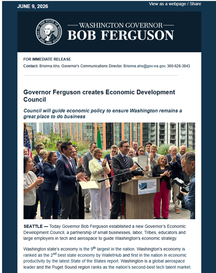 thehoffather's tweet photo. NEW: Gov Ferguson has created an Economic Development Council to "guide economic policy to ensure Washington remains a great place to do business"

Are they going to tell you to get rid of your income tax and all the other taxes and regulations that are chasing away businesses? https://t.co/h6FCgRPVwb