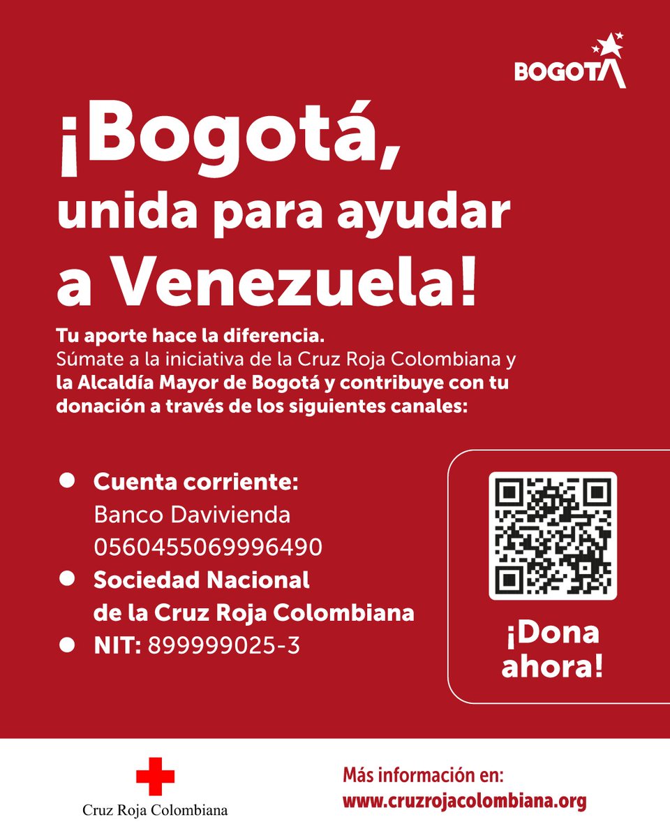Bogota_Turismo's tweet photo. ¡Hoy, más que nunca, la solidaridad nos une!

Súmate a esta iniciativa humanitaria y ayuda a las familias afectadas por el terremoto en Venezuela. Tu donación puede marcar la diferencia. https://t.co/X3piRJxHE5