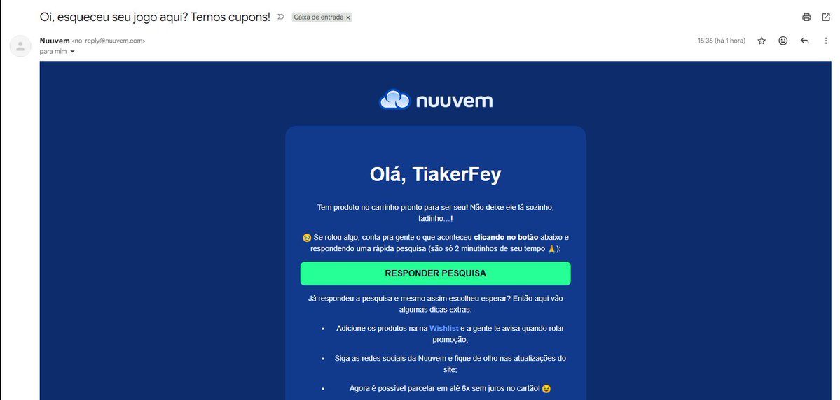 TiagoBrum13's tweet photo. @nuuvem Perderam meu dinheiro, como que no mesmo minuto que sai o cupom, o site cai? isso deveria ter sido visto antes mesmo de ocorrer, meu giftcard ficou no carrinho e até recebi um email perguntando o que aconteceu, respondi lá tambem da minha indignação disso, foi bem ruim pra vocês. https://t.co/sv1ux6sk9d