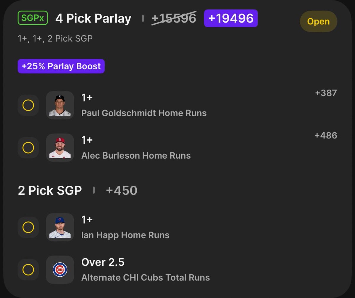 betteranalysis2's tweet photo. $5——> $980 Homerun Parlay https://t.co/3gyCgLAReq