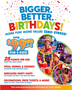 PeterPiperRGV's tweet photo. More FUN.🚀 
More VALUE.🤩
ZERO stress!🥳 
🍕That's how we do birthdays at Peter Piper Pizza! 🙌 Experience our upgraded birthday parties now with 💥25💥 game points per child to enjoy in our game room. 

Check out the details at https://t.co/nAPlu8gRnc.🎈

#BiggerBetterBirthdays https://t.co/85uloUZmbK