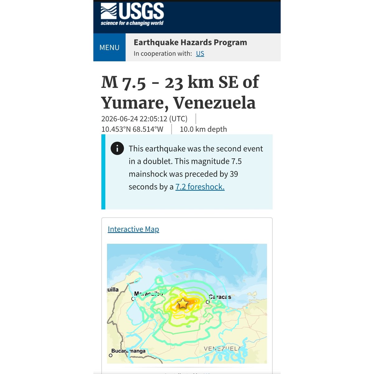 HeverCastroB's tweet photo. El duplete de ayer es el más potente que se ha registrado en la historia de Venezuela, porque a pesar de que han ocurrido terremotos de mayor magnitud ninguno fue duplete.
Primero ocurrió el de 7.2 Mw y 39 segundos después vino otro muy cerca de la misma zona con 7.5 Mw.

6/7 https://t.co/JxnMNBPOzA