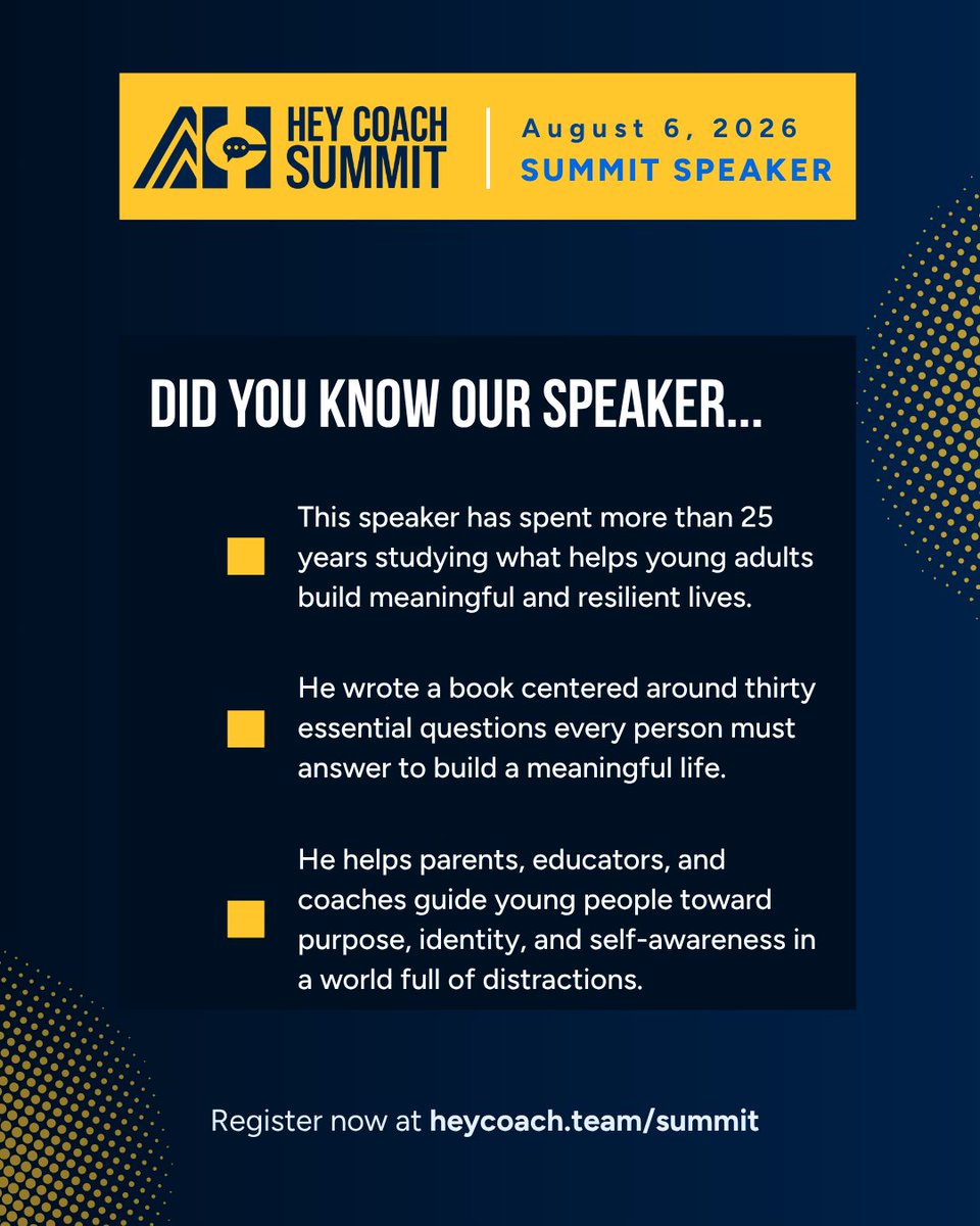 heycoach_team's tweet photo. 🚨 SPEAKER ANNOUNCEMENT 🚨

🧠 Scott Schimmel joins the #HeyCoachSummit!

📚 Author
🎤 Speaker
🌱 Expert on identity formation

Helping young people build meaningful, resilient lives.

🔗 https://t.co/enhHhFntWg

#ScottSchimmel #Leadership #Coaching https://t.co/UEaS9DQ5AY