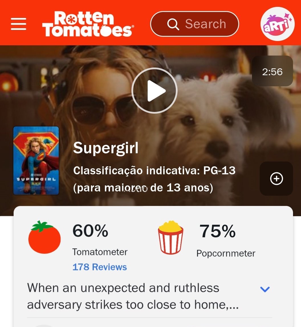 bestever23's tweet photo. The audience has spoken. 🍿 #Supergirl is sitting at a 75% Popcornmeter, proving moviegoers are enjoying it.

I think it’s safe to say this is a hit. It’s already a success for WB and the DCU.

Sorry, Snyderverse fans… it’s been over since 2023. Time to enjoy the new DC Universe that’s actually thriving. #GunnNeverMissed