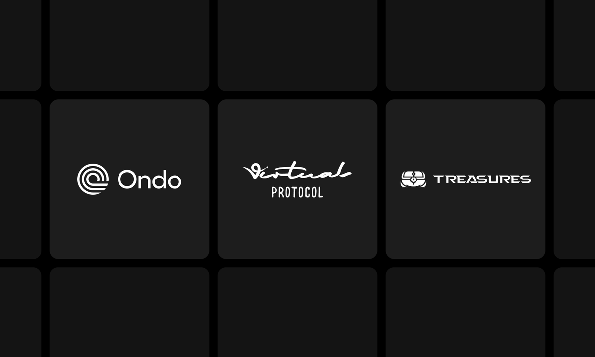 OndoFinance's tweet photo. AI agents can now trade tokenized stocks.

Starting today, more than 40,000 @virtuals_io AI agents can now trade 430+ Ondo tokenized stocks through @treasures_io.

Algorithmic trading already dominates equity markets, but real execution edge has stayed mostly with institutions. That advantage is now extending to autonomous agents with Ondo tokenized stocks.

Traders can now leverage:

→ Agent hedge funds
→ Copy-trade vaults
→ Autonomous portfolios
→ 24/7 programmatic trading

The world's largest market is opening to its newest class of autonomous participants, powered by Ondo.