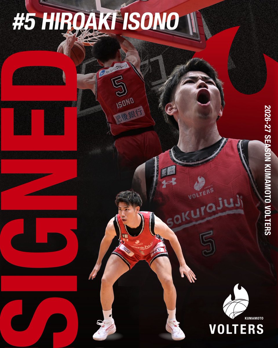 K_VOLTERS's tweet photo. 【お知らせ】
#熊本ヴォルターズ では、#磯野寛晃 選手と2026-27シーズンの選手契約(継続)に合意しましたのでお知らせします。
磯野選手とは、2027-28シーズンまでの複数年契約となります。

詳細・コメント▼
https://t.co/YaCosPutVe https://t.co/Tmlrk8lyth