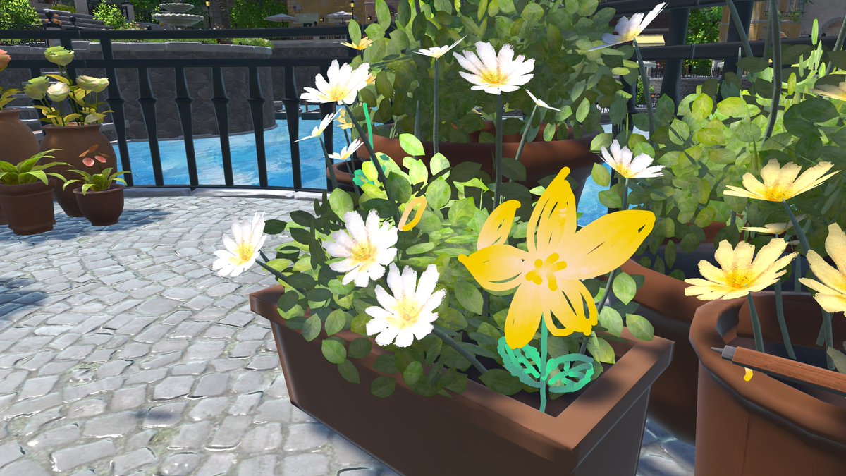 Plotprinter's tweet photo. 最近のVR
みんな同じ子だけれど耳の形少し変えたりして
少しずつ違って、わちゃわちゃしてるの楽しかったです🐶🫖
お花描いたら花瓶��き足してもらったり
フレンドさんの描かれたお花に茎を足したり
そう言う遊び方も楽しかったなー🌼✨ https://t.co/MEH5YynkMX
