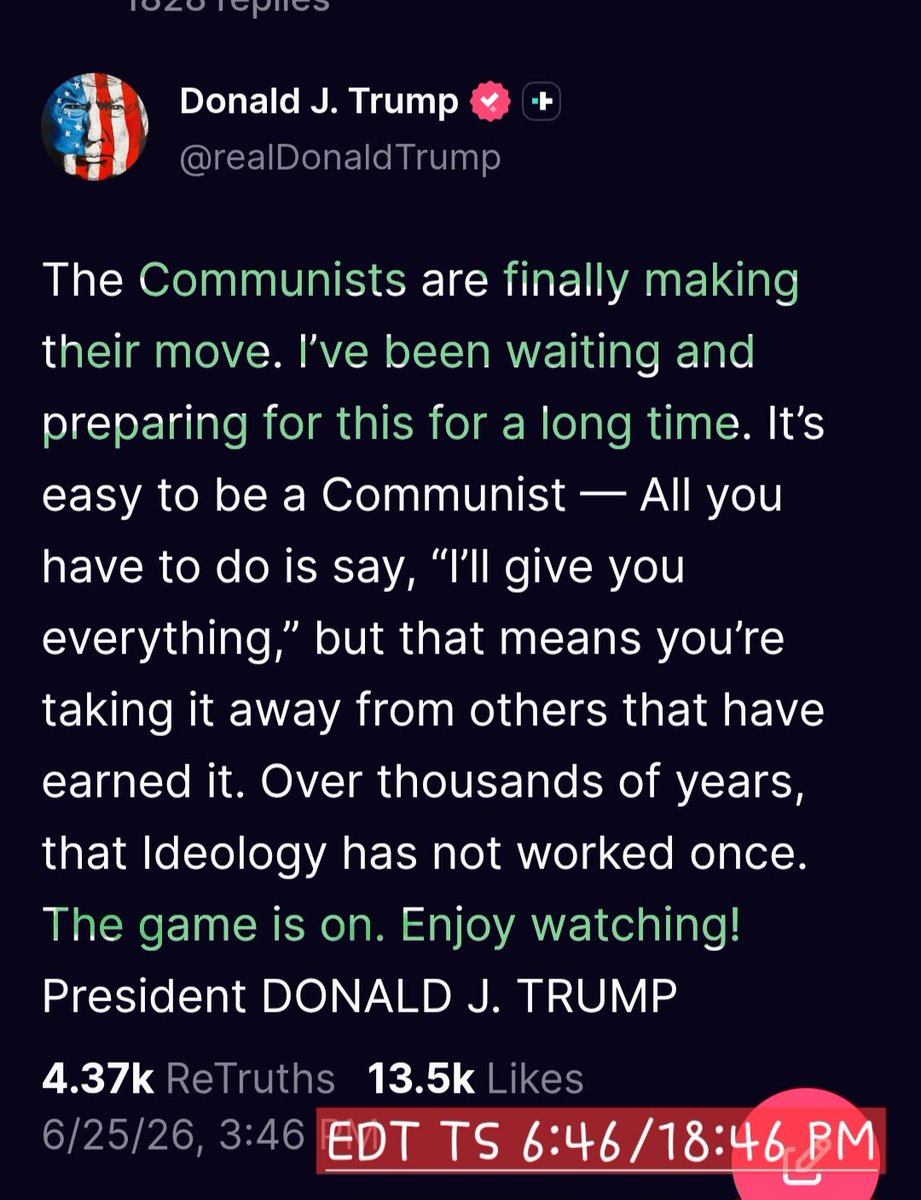 Kimberlyrja8's tweet photo. I've seen other decodes. I won't repeat. But see these drops with 6:46 PM TS's...

Political Elite = Commies? https://t.co/8RqFPlUWjF