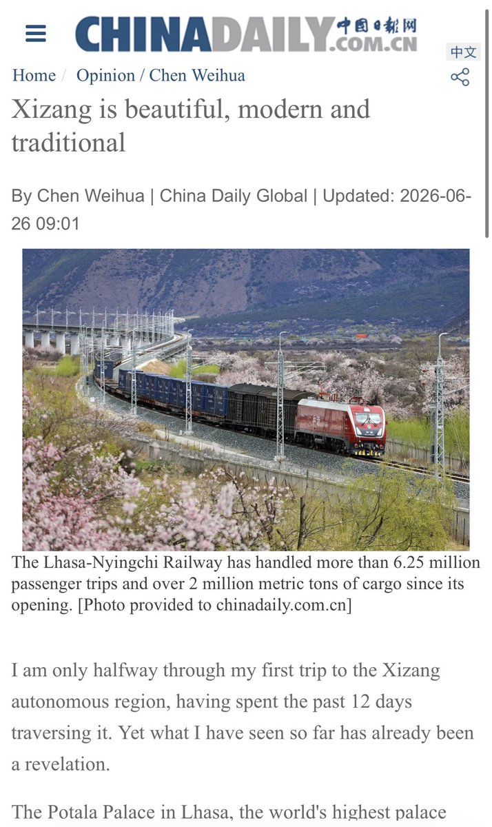 chenweihua's tweet photo. A visit to Xizang (Tibet) is eye opening to me. It dismissed all the lies told by ignorant Western politicians and media. https://t.co/Ez9Uakol7S https://t.co/FqQ8JqObwl