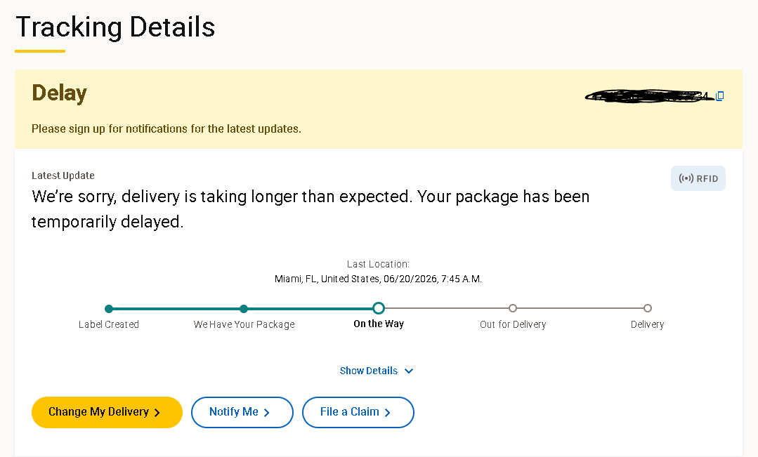 JaimeTx's tweet photo. @UPS They were celebrating the World Cup while my package sat in the same place for 5 days https://t.co/ysfO5GxCk6