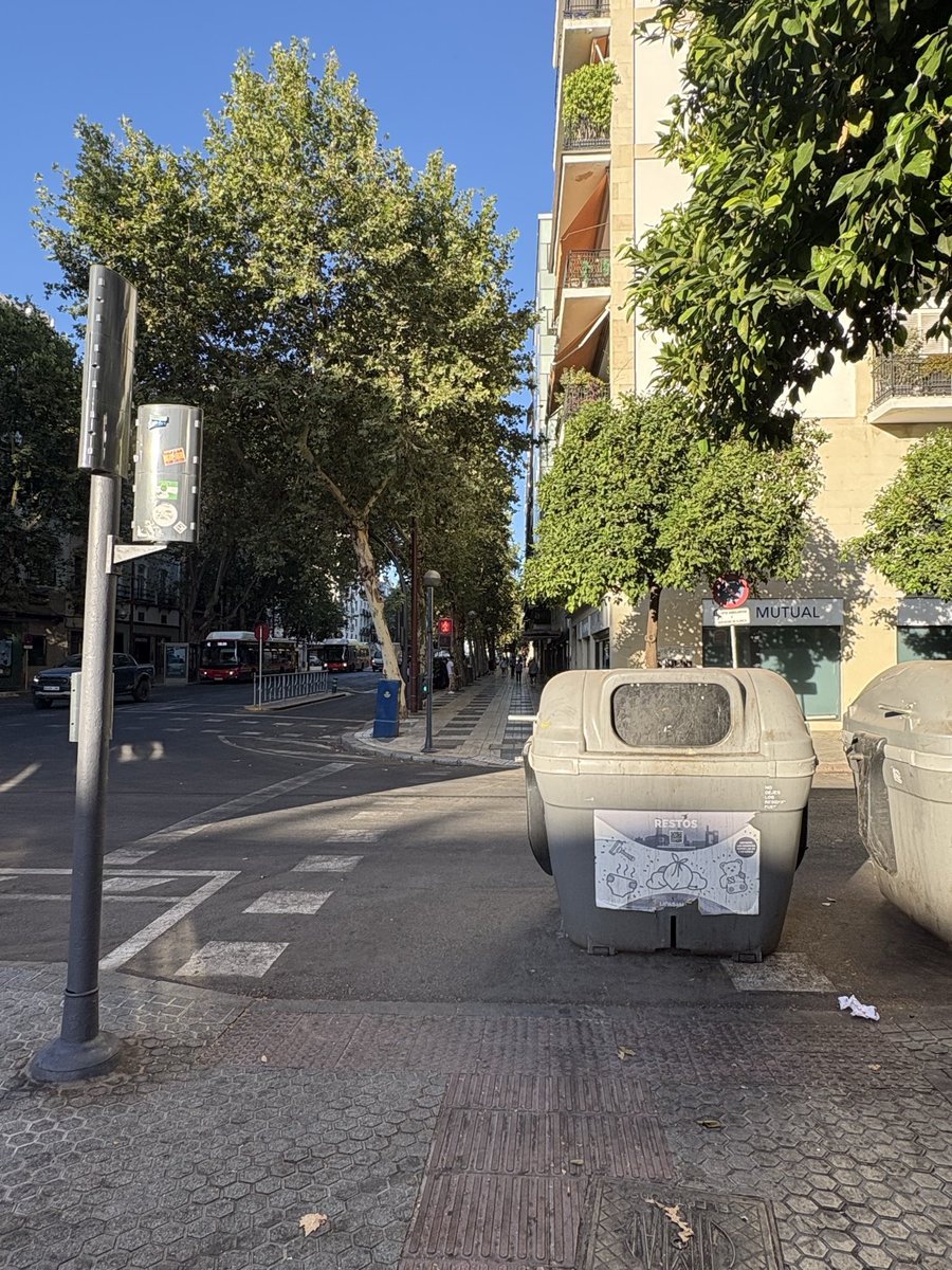 carmensp23's tweet photo. @Ayto_Sevilla Lo de este contenedor de basura… las autoridades pertinentes tendrían q estar pendientes. No se puede dejar un contenedor en medio de un paso de peatones y más como este contenedor tanta afluencia. Julio César con Reyes Católicos https://t.co/eigxOKwijK
