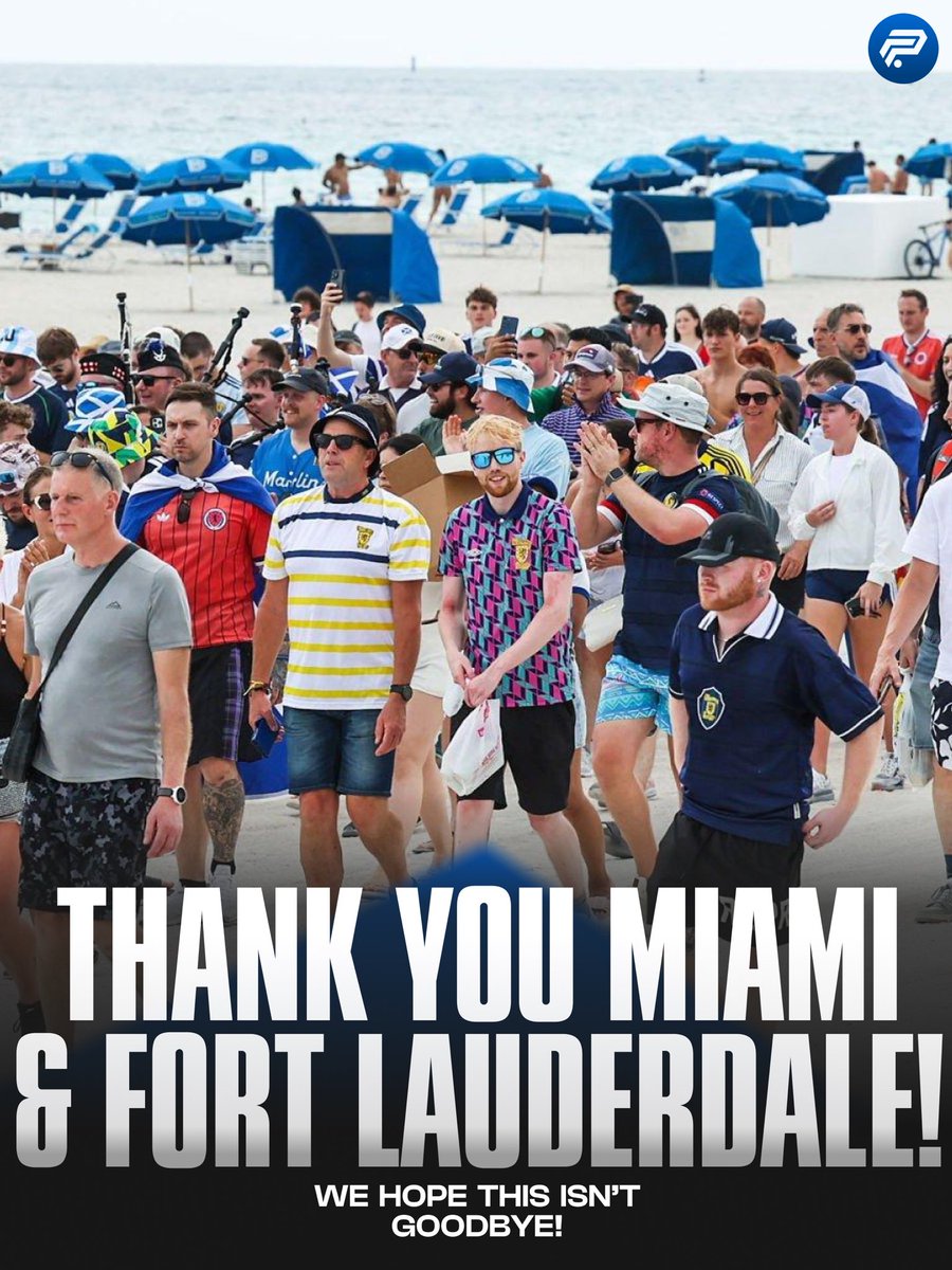 FP_Scotland's tweet photo. A message from Football Park Scotland to the people of Miami and Fort Lauderdale!

Thank you very much for being exceptional hosts to our on-site team and the whole of the Tartan Army, we are very grateful for the love and friendliness to our supporters.

We’ve made new friends for life, helped to bring the life and energy to the Miami Marlins, marched along Miami Beach with bagpipes and in return you have brought the warmth, vibes and spirit that we believe makes Florida special.

Miami, Fort Lauderdale and Florida has produced experiences that us Scotland supporters will never forget.

We’ll continue to provide coverage over our potential progression and will be starting our domestic SPFL and SWPL coverage very soon so we hope you if you’ve enjoyed the content or are now a new fan of Scotland and Scottish football that you’ll stick with us here on X(Twitter) to follow along on our journey!

We hope this is not where our World Cup journey ends but if it has then we couldn’t have asked for a better place for it. See you in Scotland.