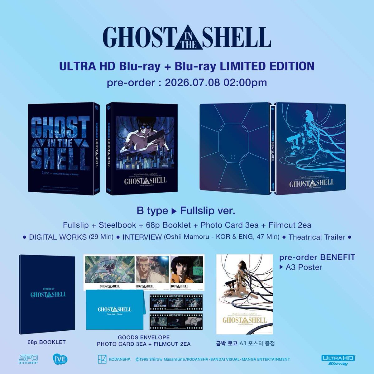media_psychos's tweet photo. Our Group Buy Is Open!

Ghost In The Shell (IVE Entertainment) (4K UHD &amp; Blu-ray WEA Steelbook) [Korea]

Join our Group Buy Here:
https://t.co/BmheVc9byc https://t.co/S3tPjTLF8t
