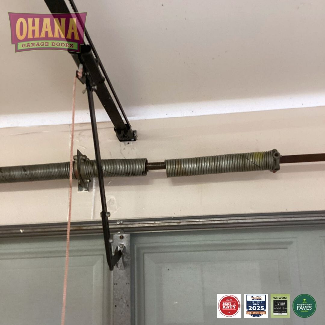 GarageOHANA's tweet photo. SNAP! That loud bang was probably a broken spring. When a spring fails, your garage door may not move at all.

📞 Don’t force it call or text 346-307-9552 for fast spring replacement. https://t.co/t13L6M9gKL