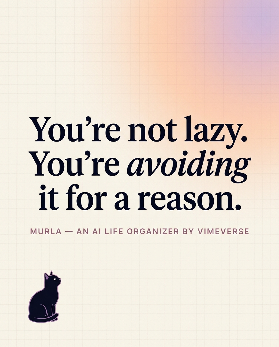 vimeverse's tweet photo. Brief: build an AI for overwhelmed people that never adds to the overwhelm. 
"Calm" is easy to say, hard to engineer. We built Murla's pattern engine, its whole assistant voice, and an identity that ignores every productivity-app cliché. The restraint is the work. #vimeverse https://t.co/UjQysMW4fl