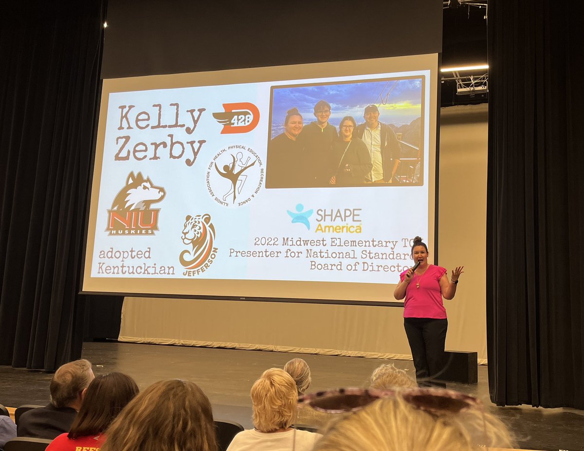 IAHPERD's tweet photo. Our own Kelly Zerby (@tall_kelly -2023 IAHPERD Pres.) hit the stage this morning and brought a positive, passionate, powerful, practical, perceptive and perky presentation  via her p-note keynote!  👏👏👏
#KYSHAPE26 #PhysEd #HealthEd https://t.co/DNUpv3vEc6