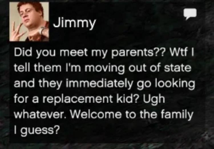 TBAA73's tweet photo. Something I'm excited for Gta VI is that some Legacy Characters will be returning, Jimmy De Santa is basically 100% gonna be in the game as it was confirmed in a message found in the files of GTA V. https://t.co/BR0zLmayT1