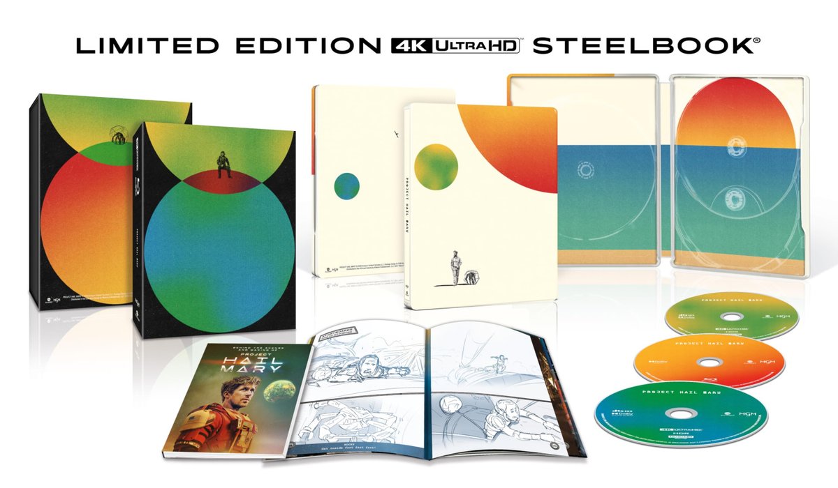 thehdroom's tweet photo. Amazon have loaded the artwork for the upcoming Project Hail Mary 4K UHD + Blu-ray Steelbook, which looks like a full blown Collector's Edition. Looks like a pair of 4K UHD discs so there might be a Director's Cut. More details hopefully soon! https://t.co/eQ0JgPvRoa