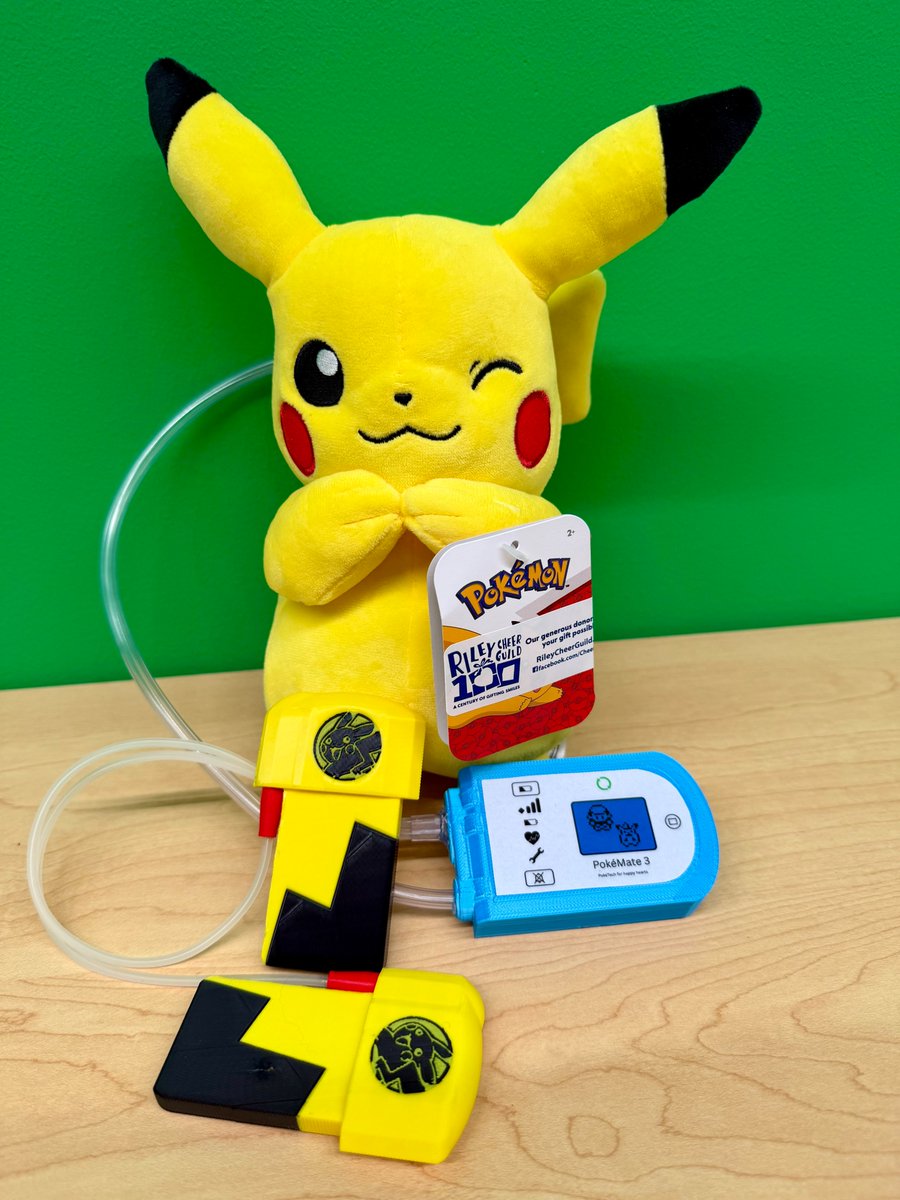 CPCharity's tweet photo. After a sudden diagnosis and major surgery, a young Pokémon fan required a mechanical pump to keep his heart beating. To help him cope, his care team 3D-printed a miniature “PokeMate 3” version of the heart device he now relies on and attached it to his favorite Pikachu. https://t.co/hEFdGnLtdi