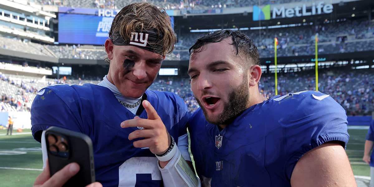 oneweekseason's tweet photo. The 2026 New York Giants

The Giants have one of the most talented young cores in football.

Their three best offensive players all enter 2026 with serious injury questions.

OVERVIEW:
• Harbaugh era begins with Nagy calling plays
• Dart's sophomore season under new staff
• Nabers, Skattebo both face major injury questions

BULL CASE:
• Dart, Skattebo, and Nabers give NYG one of the most explosive young offensive cores in the NFL
• Underrated OL plus Isaiah Likely and Theo Johnson give Harbaugh the tight end–heavy attack he loves
• Deep WR room offers multiple archetypes if Nabers returns healthy and unlocks everyone around him

BEAR CASE:
• Dart's contact-seeking run style and concussion history make availability a real concern all season
• Skattebo's ankle injury and Nabers' knee rehab stack major health risk across the top three skill players
• A grind-it-out identity could cap fantasy ceilings if the defense keeps games close and scripts tighten

THE EDGE:
The Giants' receiver room is pure chaos—and that's exactly where a couple of fantasy values are hiding. 

The New York Giants + all 32 full NFL Team Previews are now LIVE for FREE 
@oneweekseason
 
(Link in Bio) 🔥